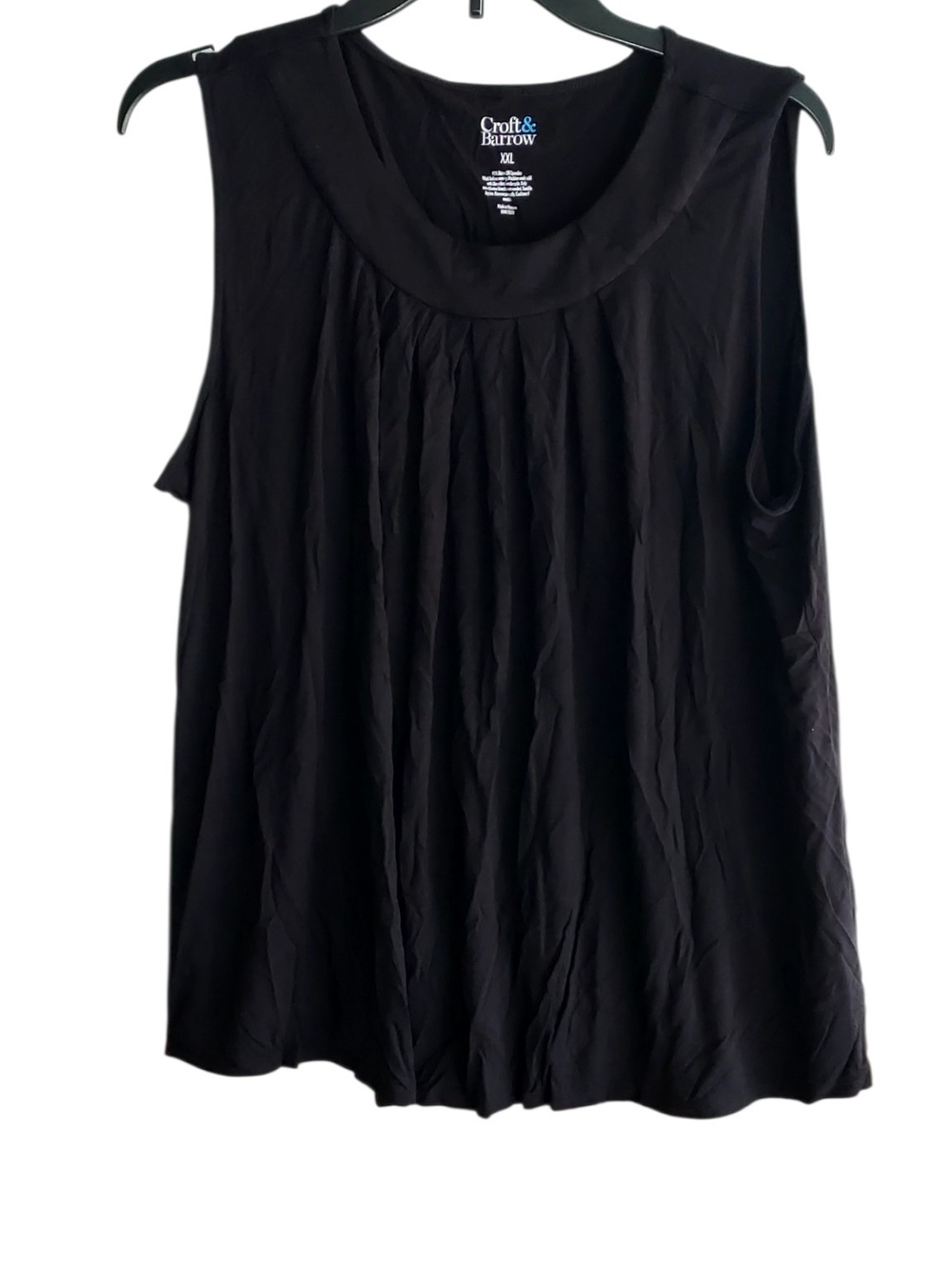 croft & barrow Black Pleated Sleeveless Tank Top
